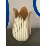 A Wooden Tulip Style Vase 30cm High ( CP1318)