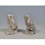A beautiful pair of continental 800 silver salt and pepper condiments in the form of eagles