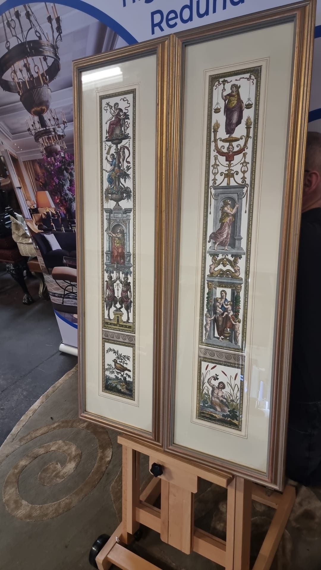 A Set Of 2 x Framed Prints Of Renaissance Figures 35 x 115cm (A18)