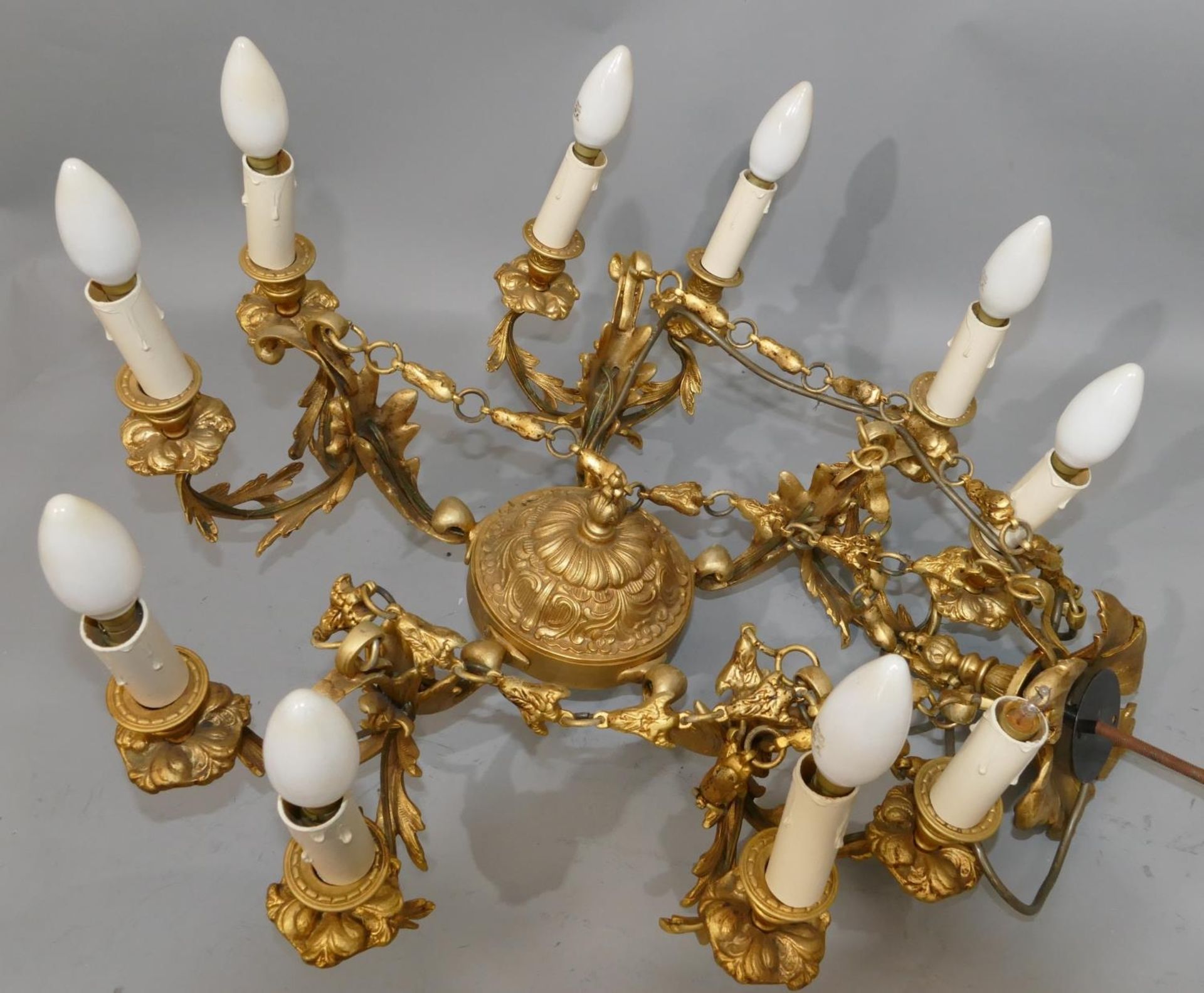 French Chandelier Highly Ornate Detail With Gold Gilt Over Bronze In The Louis XVI Style. - Image 2 of 2
