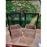 A Set of 2 x New Hanging Box Planter Natural H415 x 220mm Wood