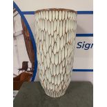 Maisons Du Monde Eustice White And Gold Patterned Textured Vase 70cm High ( CP1282)