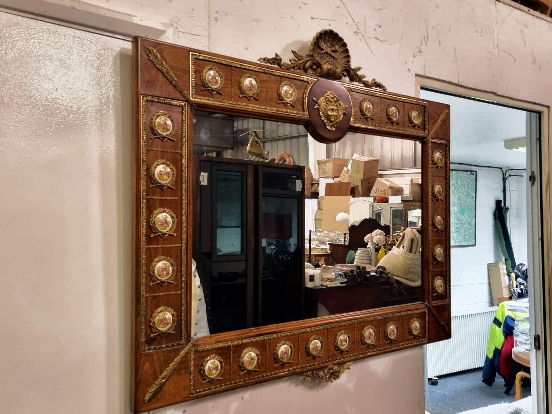 French Empire Style Mahogany Overmantel Mirror The Rectangular Plate Surmounted By A Ornate