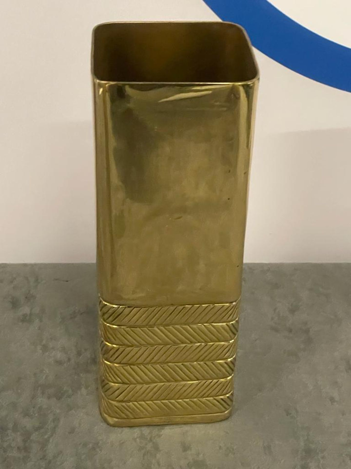 Large Square Shaped Gold Metal Vase 20cm ( CP1301)