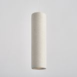 Endon Lighting Architectural inspired white sandstone concrete finish pendant, suspended from