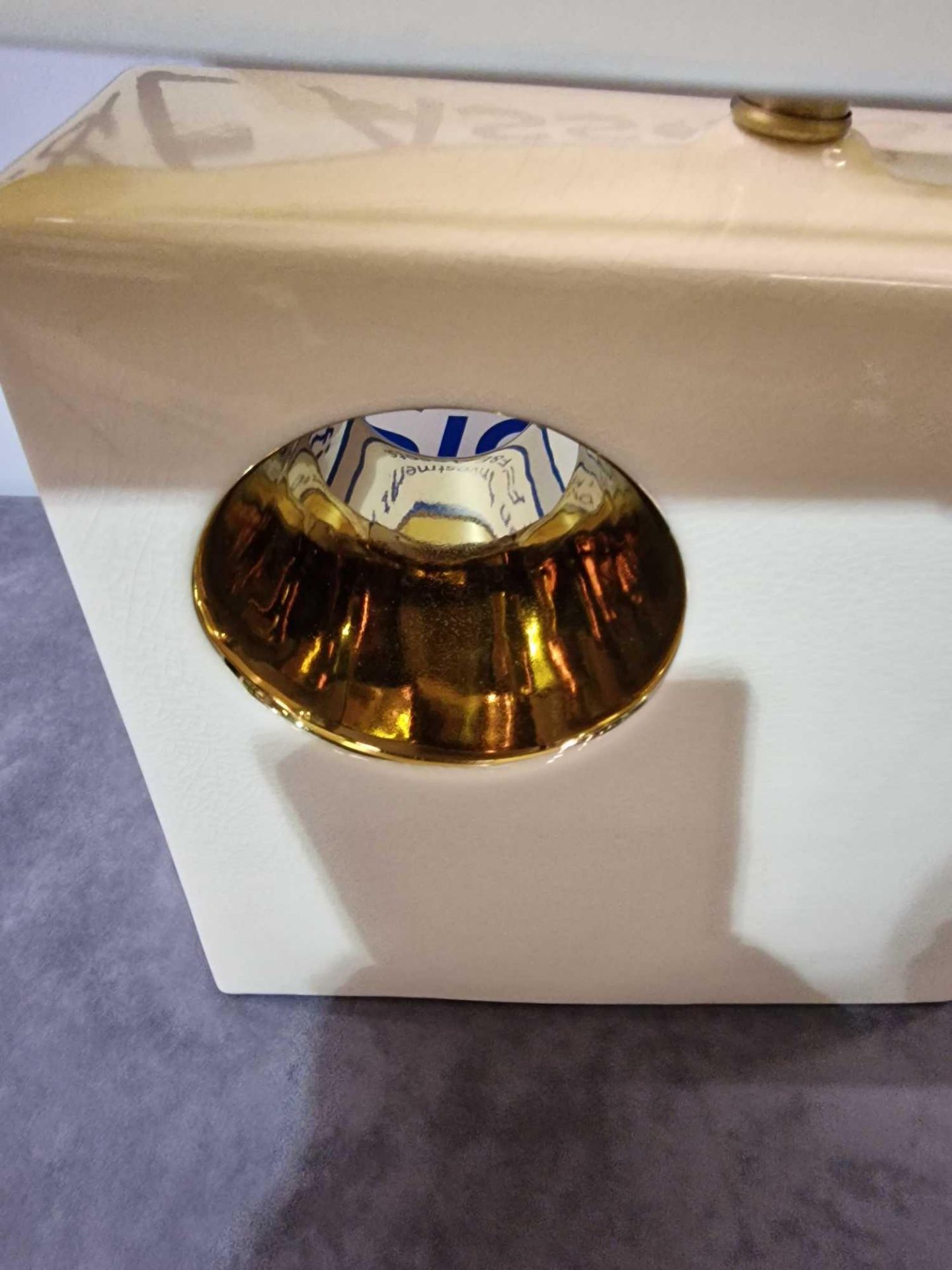 Arteriors Home Pomona Square Porcelain Gold Keyhole Lamp A Bold Gold-Glazed Keyhole Provides A - Image 5 of 5