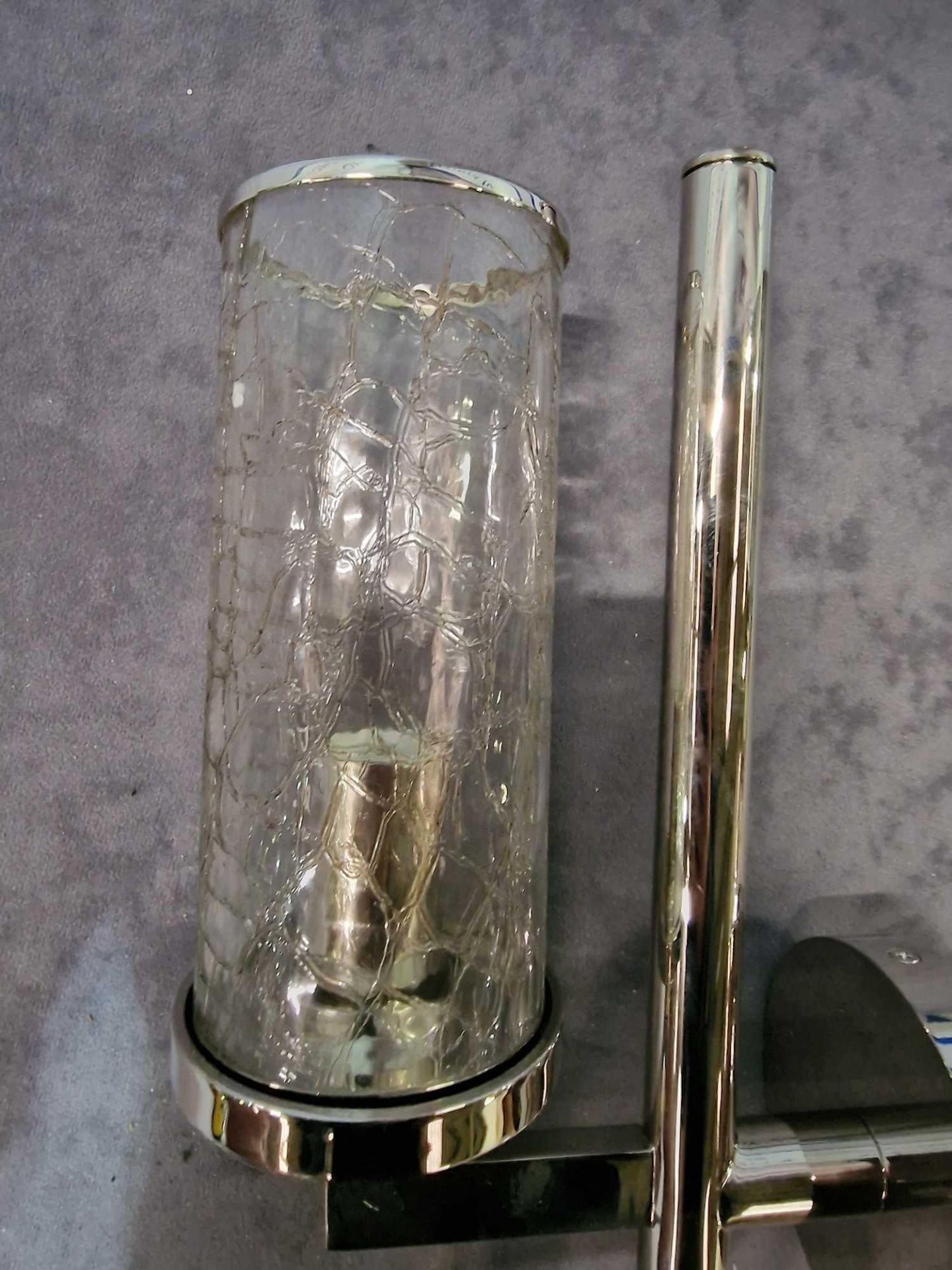 Kelly Wearstler For Visual Comfort Liaison Single Sconce In Polished Nickel With Crackle Glass Kelly - Image 2 of 2