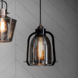 2 x Aykley Pendant Light Tinted glass Metal detailing Twisted black detailing This light requires