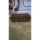 Brown Upholstered Ottoman Bench On A Cross Wooden Base 120 x 47 x 46cm