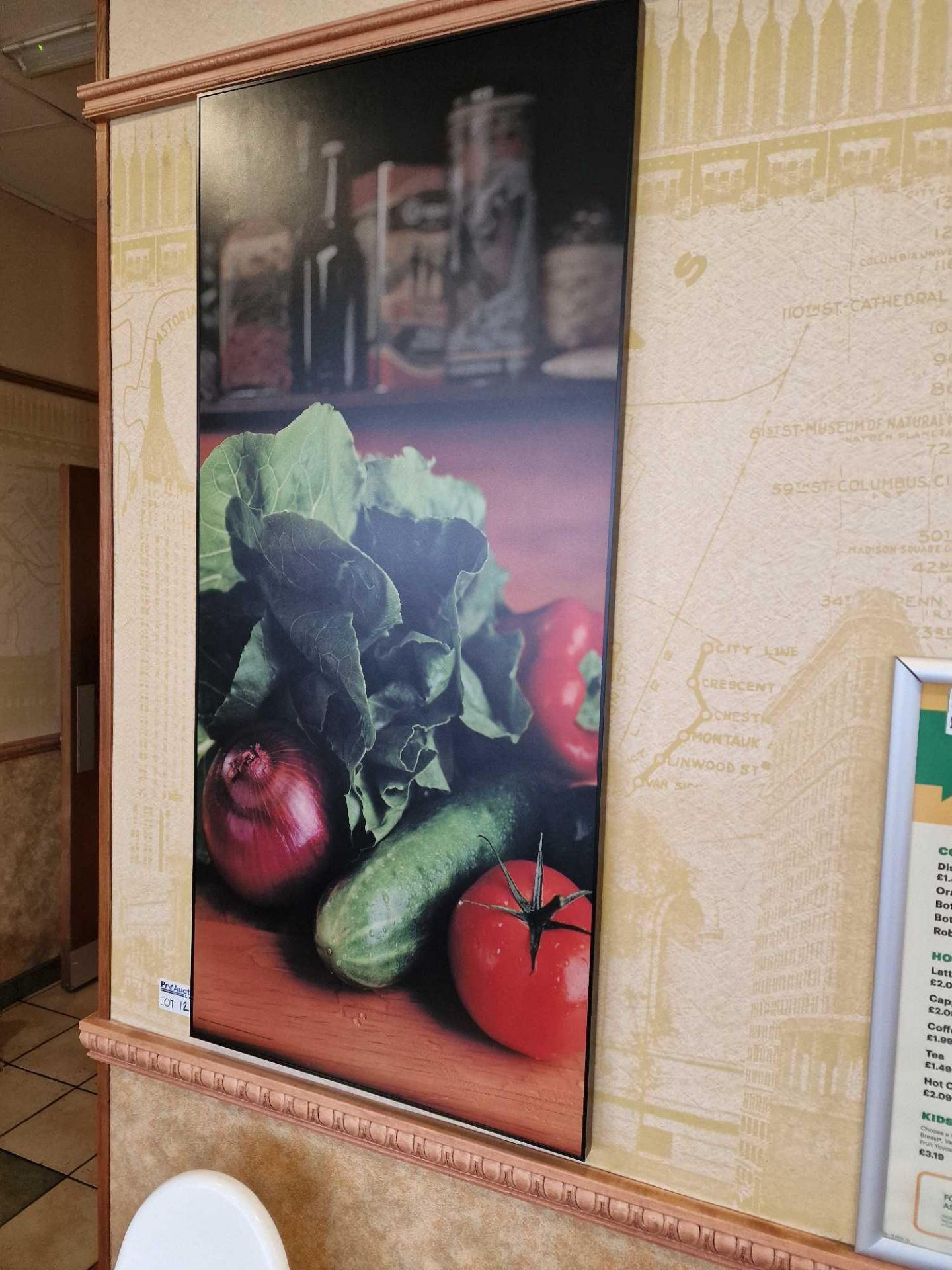 Framed wall art depicting salad 58 x 126cm