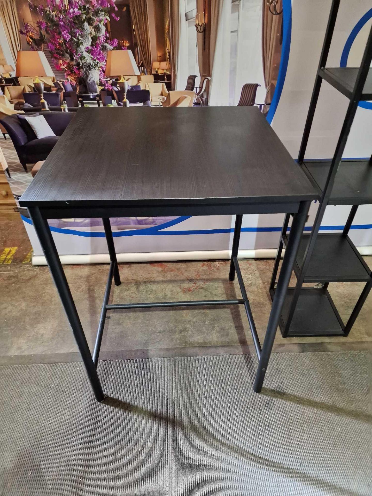 Bar Tables and Storage Shelf comprising ebony black sturdy counter-height bar table melamine top - Image 3 of 4