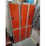 Probe Durable steel welded lockers 5 x bank of two door personnel lockers 31 x 31 x 178cm complete