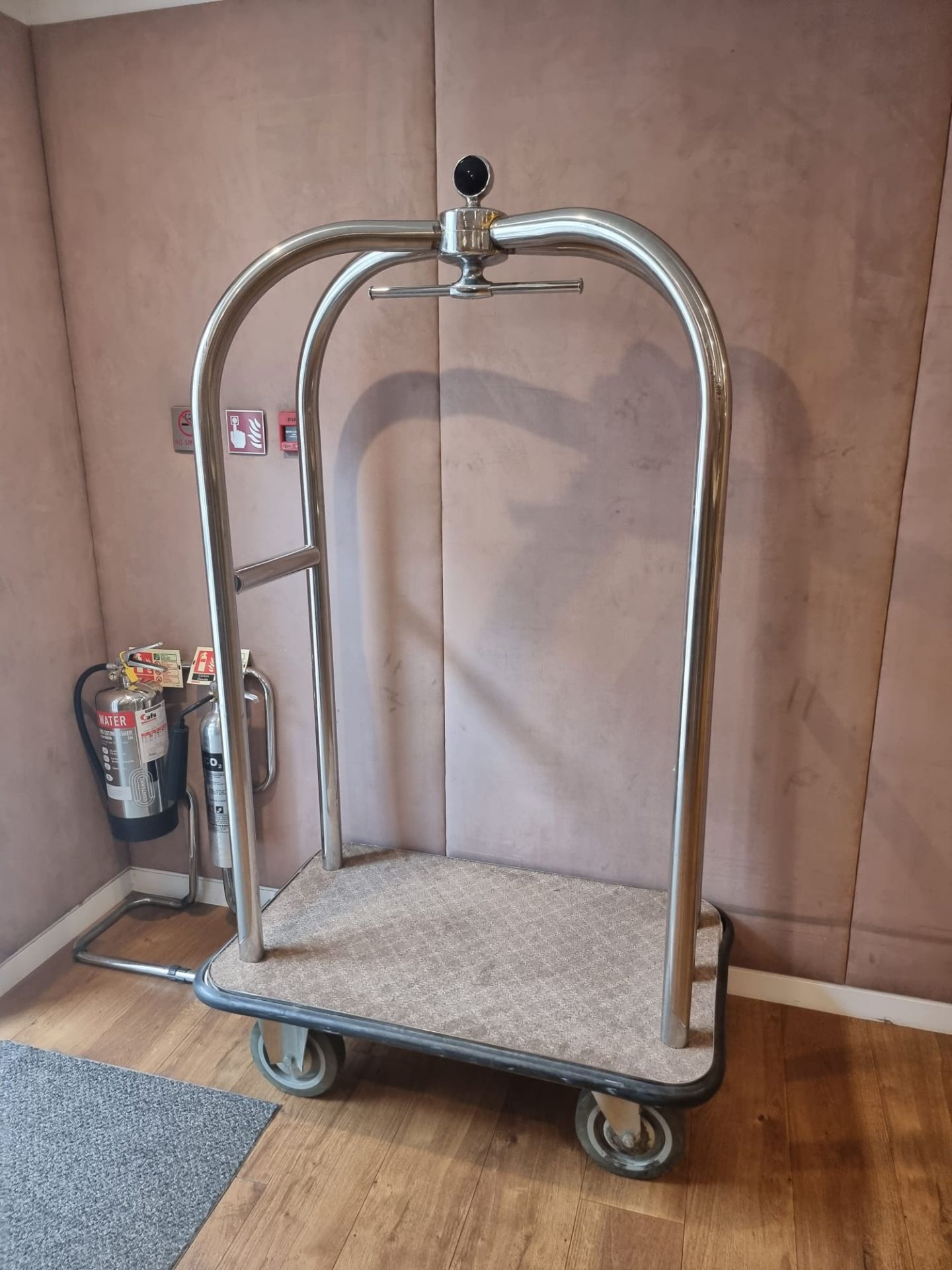 Hotel luggage cart stainless steel grey | protective wheels 1100mm x 610mm H 1910 mm