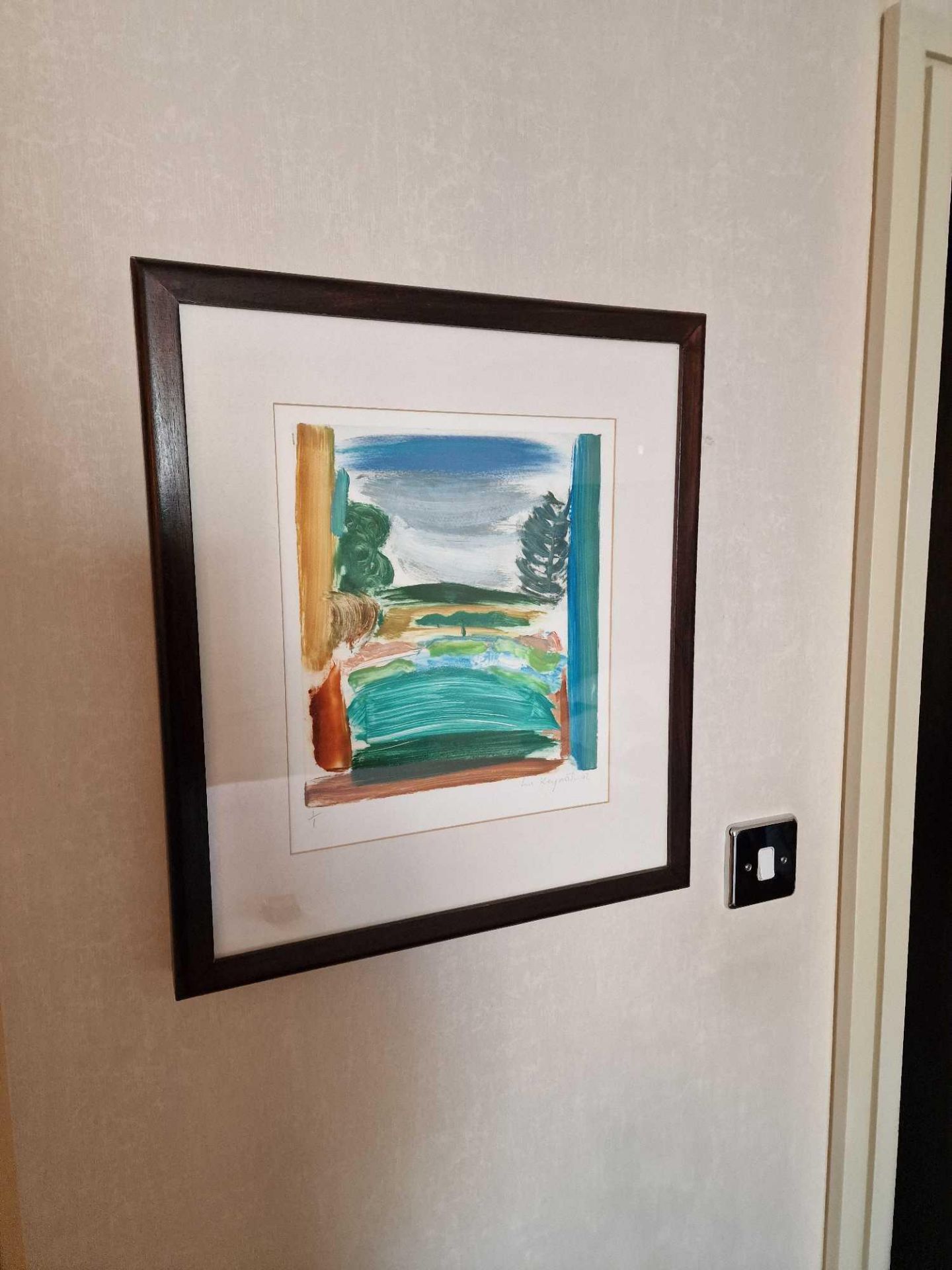 Liz Keyworth (British) framed art signed and dated 2002 1/1 in walnut coloured frame 44 x 50cm (Room