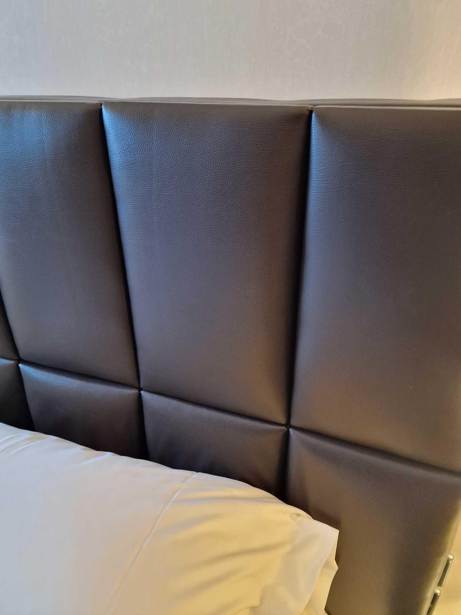 Zip and Link Superking bed, divan base and leather headboard Cheval Residence mattress 1300 - Image 3 of 3