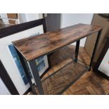Wood top and metal console table (Room OZ1)