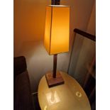 Promemoria table lamp wood column lamp with bronzed collar decoration on square base complete with