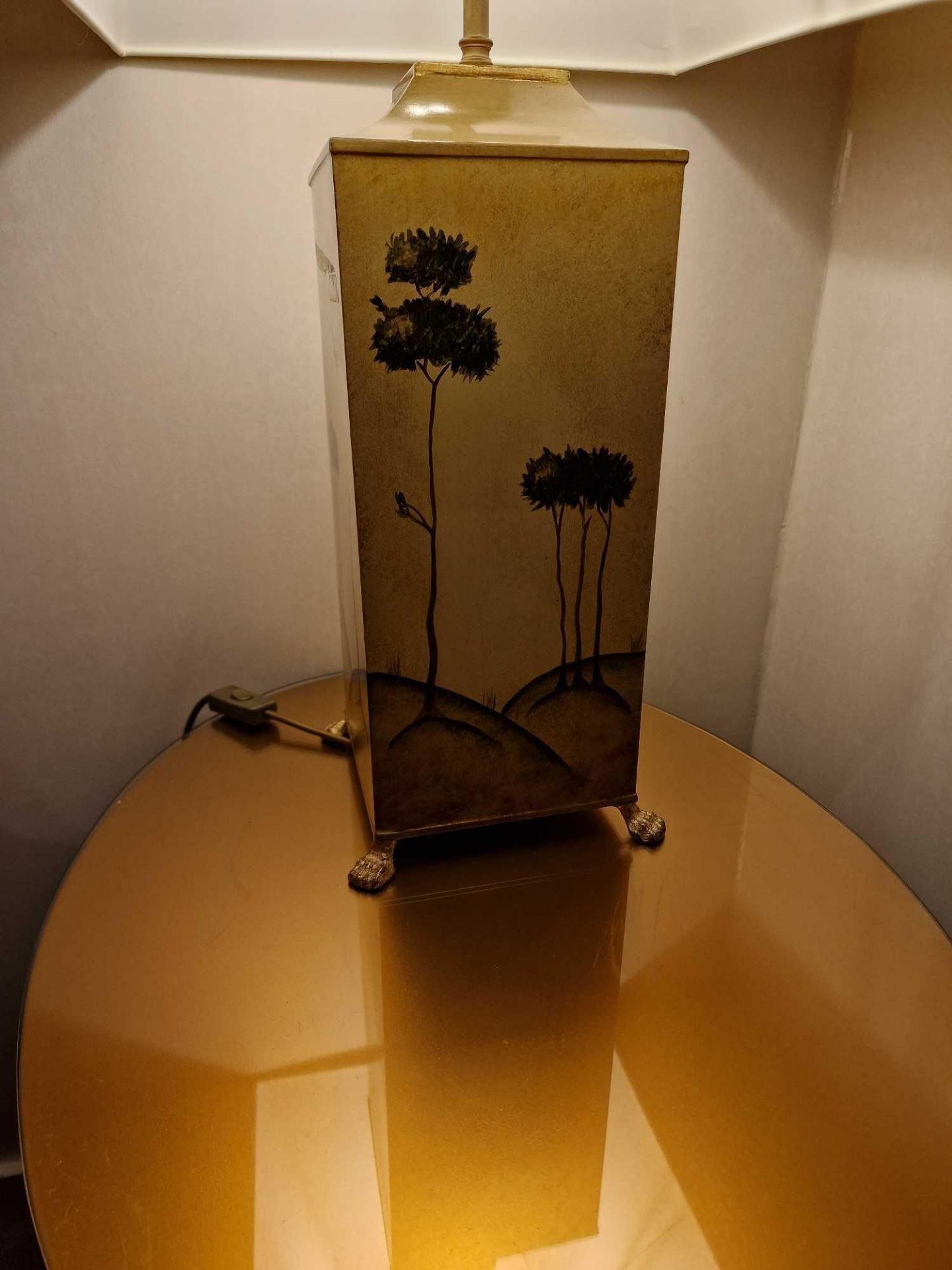 Porta Romana Coral Reef Trees table lamp model TLB/06 toleware lamp with shade 70cm (Room 5E) - Image 2 of 2