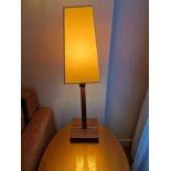 Promemoria table lamp wood column lamp with bronzed collar decoration on square base complete with