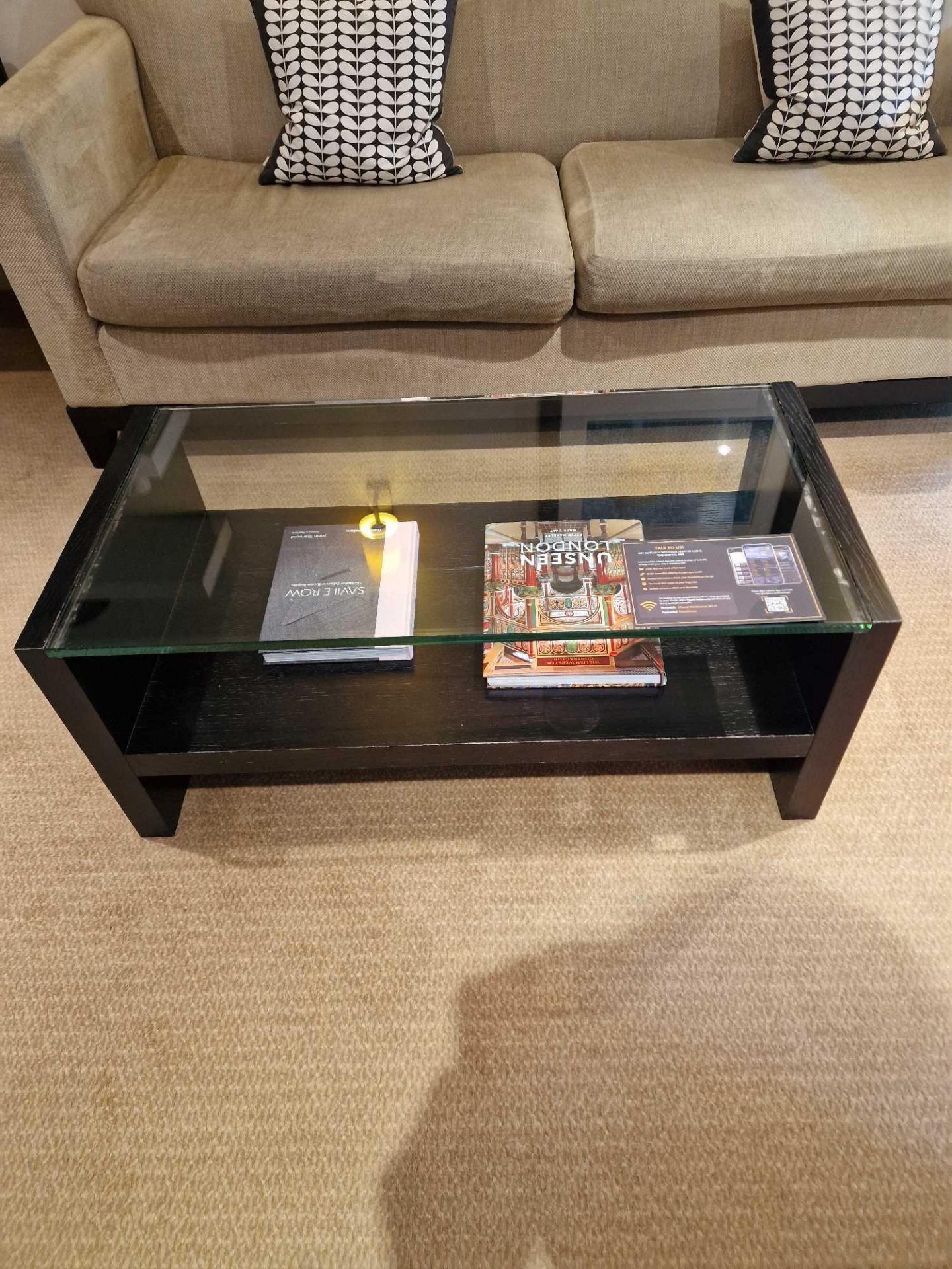 Promemoria black ash and tempered glass top coffee table with undershelf 100 x 50 x 42cm (Room 2F) - Bild 2 aus 2