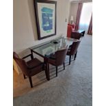 Dining table rectangular complete with 4 x Promemoria Italy leather armchairs the dining table