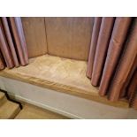 A shaped faux suede window padded seat comprising of seat pad cushion 200 wide x 75cm deep x 15cm