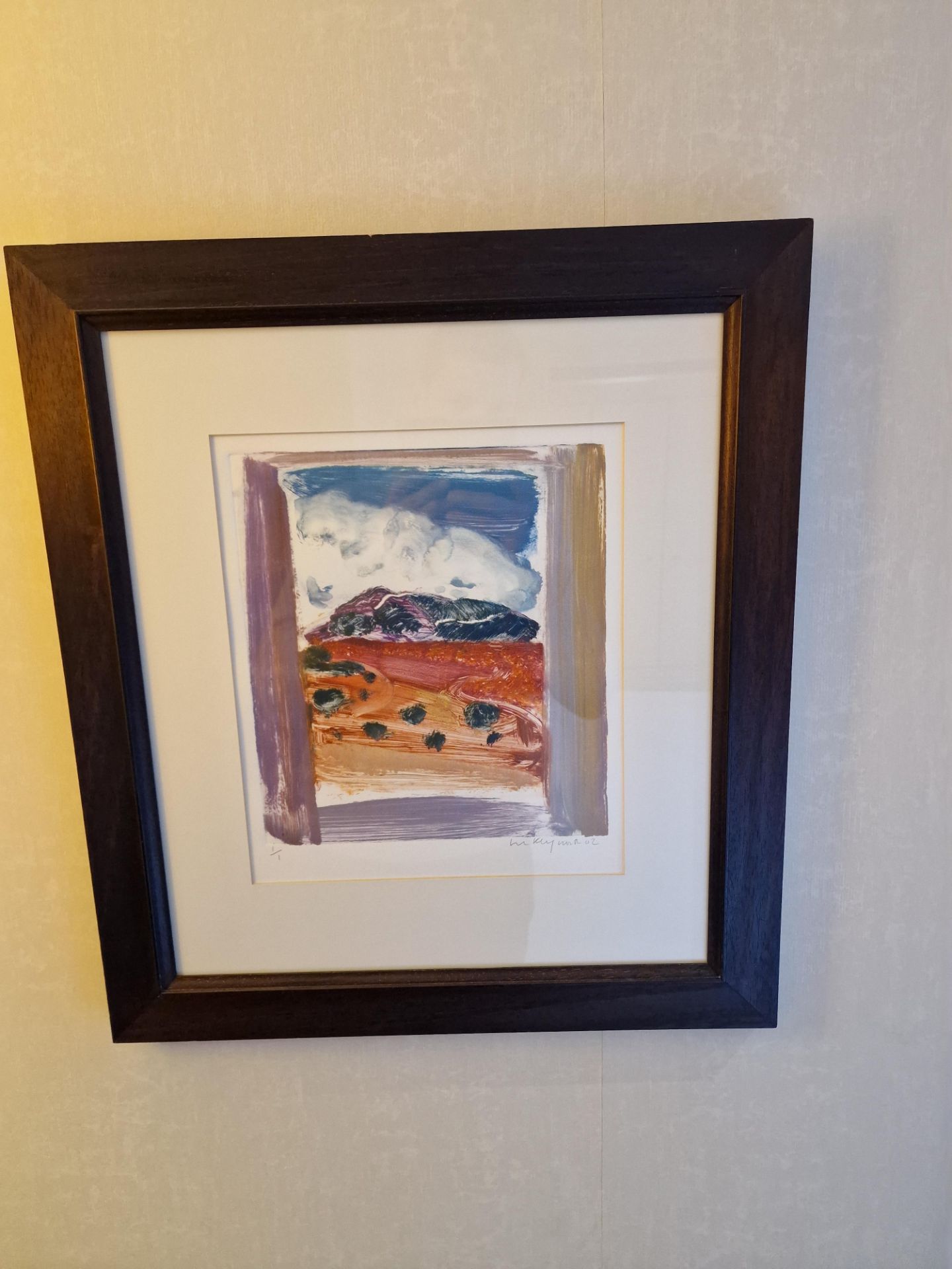 Liz Keyworth (British) framed art signed and dated 2002 1/1 in walnut coloured frame 50 x 55cm (Room