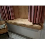 A shaped faux suede window padded seat comprising of seat pad cushion 200 wide x 75cm deep x 15cm