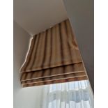 1 x gold stripe Roman blinds 70cm x 170cm drop complete with voile (Room 5F)
