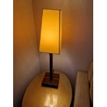 Promemoria table lamp wood column lamp with bronzed collar decoration on square base complete with