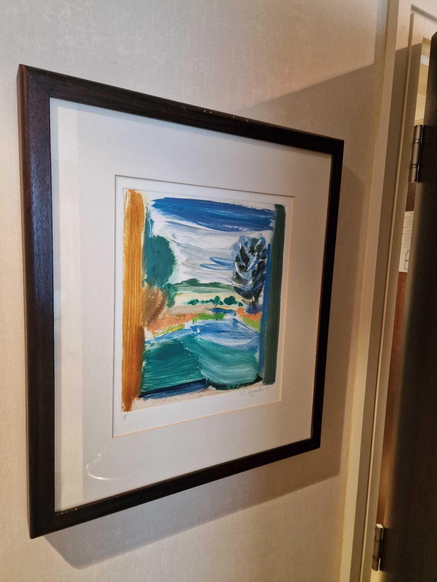Liz Keyworth (British) framed art signed and dated 2002 1/1 in walnut coloured frame 45 x 50cm (Room