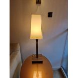 Promemoria table lamp wood column lamp with bronzed collar decoration on square base complete with