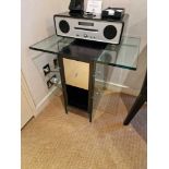 Promemoria black ash and tempered glass side table single drawer 63 x 45 x 57cm (Room 4B)