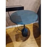 Cast metal blue Pedestal Mid-Century Round Minimalist lamp table 36cm diameter x 50cm tall