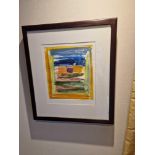 Liz Keyworth (British) framed art signed and dated 2002 1/1 in walnut coloured frame 44 x 50cm (Room