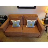 Bernhardt Sedac Meral two seater sofa bed upholstered in ochre fabric 3-fold action for a bed with 6