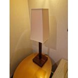 Promemoria table lamp wood column lamp with bronzed collar decoration on square base complete with