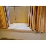 A shaped faux suede window padded seat comprising of seat pad cushion 200 wide x 80cm deep x 15cm