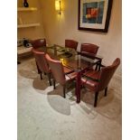 Dining table rectangular complete with 6 x Promemoria Italy leather armchairs the dining table