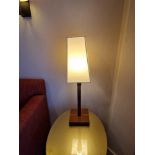 Promemoria table lamp wood column lamp with bronzed collar decoration on square base complete with