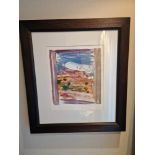 Liz Keyworth (British) framed art signed and dated 2002 1/1 in walnut coloured frame 49 x 56cm (Room