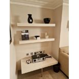 A set of 3 floating gloss white wall shelves 1 x 120 x 60cm and 2 x 120 x 35cn (Room 5F)