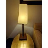 Promemoria table lamp wood column lamp with bronzed collar decoration on square base complete with