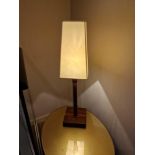 Promemoria table lamp wood column lamp with bronzed collar decoration on square base complete with