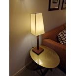 A pair Promemoria table lamp wood column lamp with bronzed collar decoration on square base complete