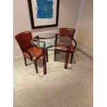 Dining table complete with 2 x Promemoria Italy leather armchairs the dining table constructed of