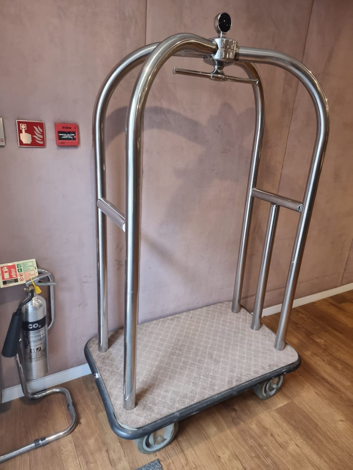 Hotel luggage cart stainless steel grey | protective wheels 1100mm x 610mm H 1910 mm - Bild 2 aus 5