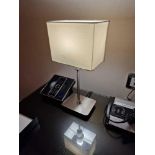 A Set of 2, Nickel Ruby Table Lamps Each lamp: H35.7 x W13 x D10cm (Room 2D)