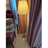 A pair of Lucien Gau Paris LG Paris glass plinth and stainless steel table lamps with shade 46cm