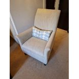 Bernhardt Hospitality upholstered lounge chair in oatmeal on solid hardwood spring frame 76 x 52 x